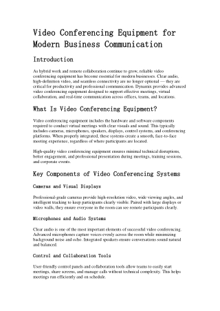 Video Conferencing Equipment for Modern Business Communication