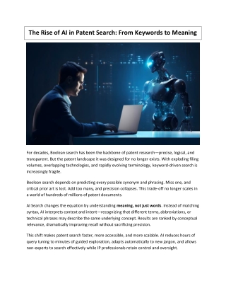 The Rise of AI in Patent Search: From Keywords to Meaning