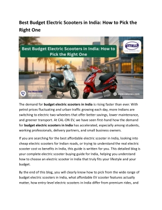 Best Budget Electric Scooters in India: How to Pick the Right One