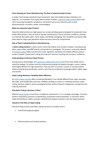 Smart Marking for Smart Manufacturing