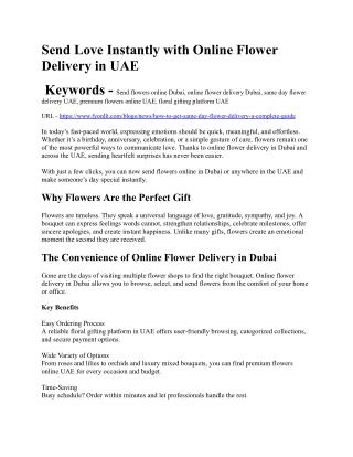 Send Love Instantly with Online Flower Delivery in UAE