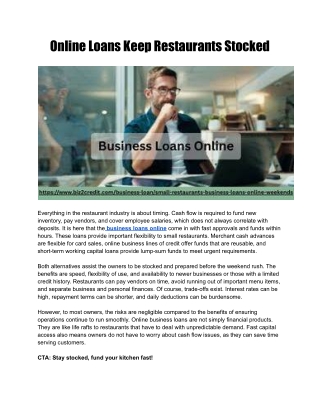 Online Loans Keep Restaurants Stocked