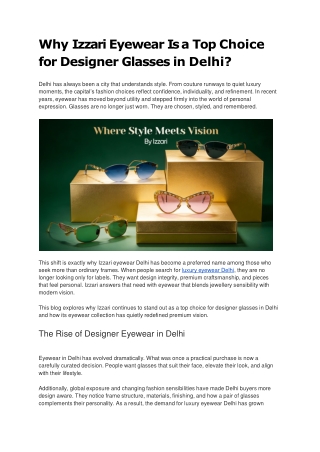 Why Izzari Eyewear Is a Top Choice for Designer Glasses in Delhi