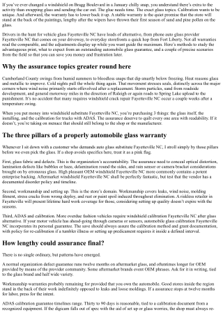 Auto Glass Warranty Fayetteville NC: What Should Be Covered