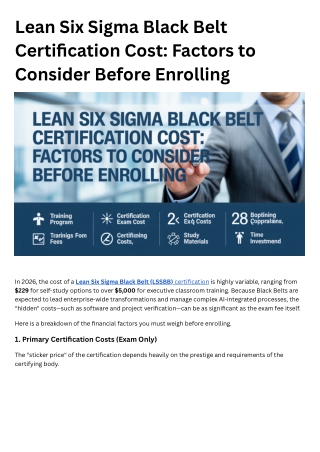 Lean Six Sigma Black Belt Certification Cost Factors to Consider Before Enrolling