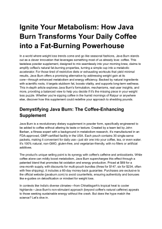 Ignite Your Metabolism How Java Burn Transforms Your Daily Coffee into a Fat-Burning Powerhouse
