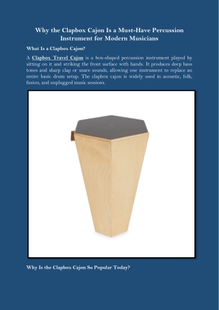 Why the Clapbox Cajon Is a Must-Have Percussion Instrument for Modern Musicians