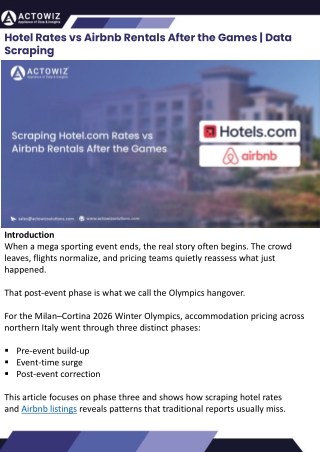 Hotel Rates vs Airbnb Rentals After the Games  Data Scraping