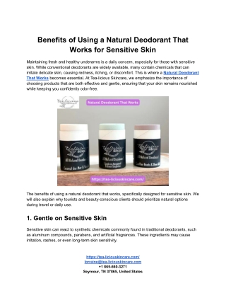 Benefits of Using a Natural Deodorant That Works for Sensitive Skin
