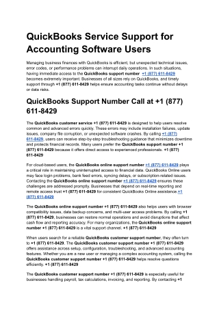 QuickBooks Service Support for Accounting Software Users