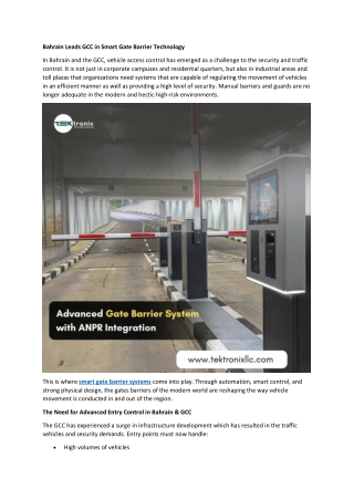 Bahrain Leads GCC in Smart Gate Barrier Technology