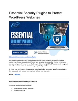 Essential Security Plugins to Protect WordPress Websites