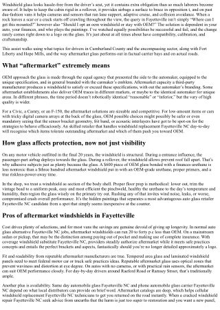 Aftermarket Windshield Fayetteville NC: Pros, Cons, and Cost