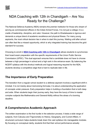 NDA Coaching with 12th in Chandigarh – Are You Ready for the Challenge