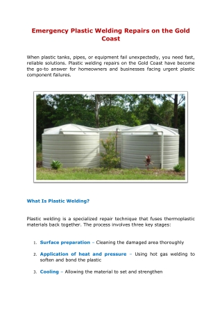 Emergency Plastic Welding Repairs on the Gold Coast