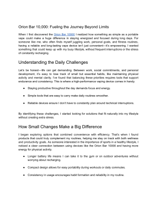 Orion Bar 10,000: Fueling the Journey Beyond Limits