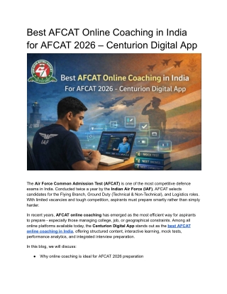 Best AFCAT Online Coaching in India for AFCAT 2026 – Centurion Digital App