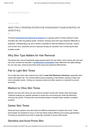 Skin-Type Considerations for Permanent Hair Removal in Aventura