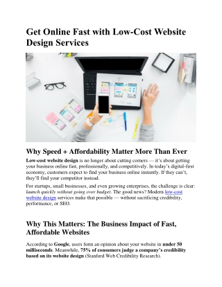 Get Online Fast with Low-Cost Website Design Services