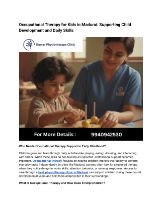 Occupational Therapy for Kids in Madurai