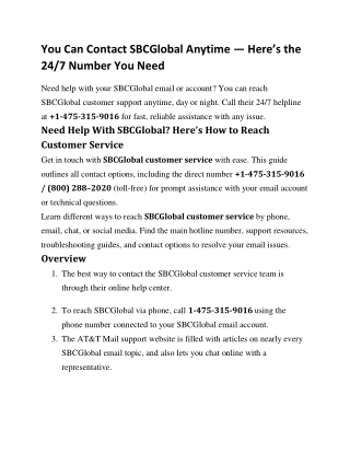 You Can Contact SBCGlobal Anytime — Here’s the 24/7 Number You Need