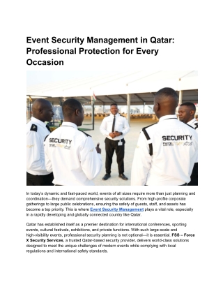 Event Security Management in Qatar: Professional Protection for Every Occasion