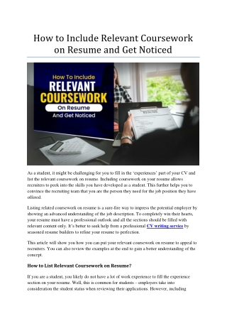 How to Include Relevant Coursework on Resume and Get Noticed