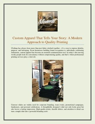 Custom Apparel That Tells Your Story A Modern Approach to Quality Printing