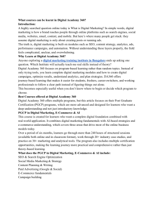 What courses can be learnt in Digital Academy 360