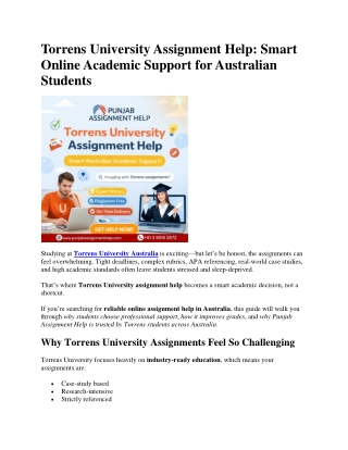 Torrens University Assignment Help: Smart Online Academic Support for Australian