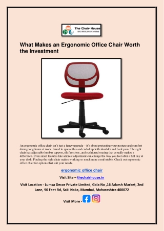 What Makes an Ergonomic Office Chair Worth the Investment