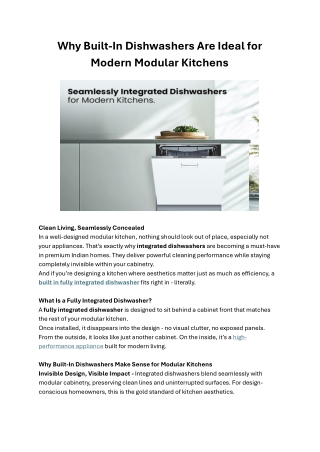 Best Fully Integrated Dishwasher for Modern Homes
