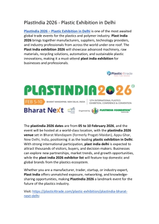 PlastIndia 2026 - Plastic Exhibition in Delhi