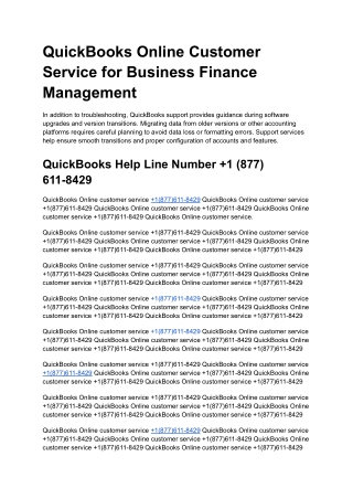 QuickBooks Online Customer Service for Business Finance Management