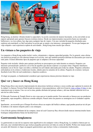Aventura en Hong Kong: paquetizaciones para  todos los viajeros