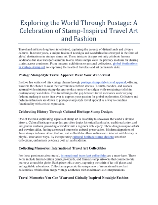 Exploring the World Through Postage