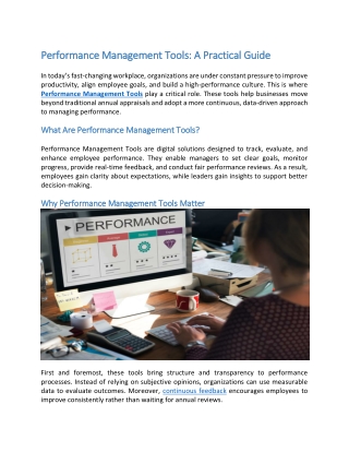 Performance Management Tools: A Practical Guide