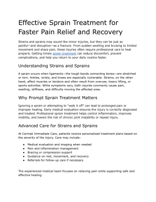 Effective Sprain Treatment for Faster Pain Relief and Recovery