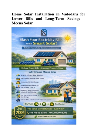 Home Solar Installation Services in Vadodara - Meena Solar