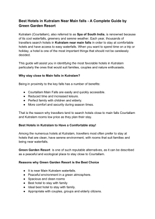 Best Hotels in Kutralam Near Main Falls – A Complete Guide