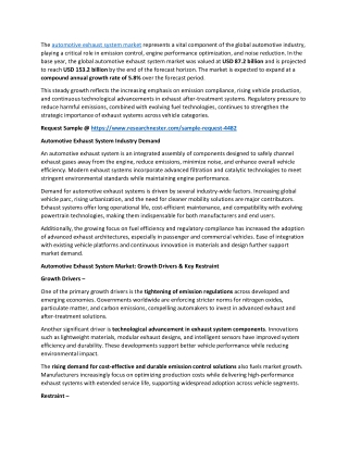 Automotive Exhaust System Market Types and Application 2026–2035