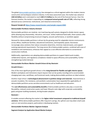 Demountable Partitions Market Size,  Trends, and Growth for 2026-2035