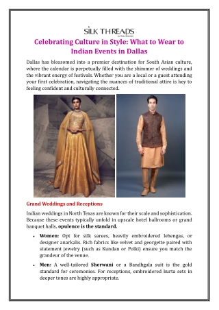 Celebrating Culture in Style: What to Wear to Indian Events in Dallas