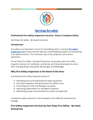 Professional Fire Safety Inspection Services _ Ensure Complete Safety