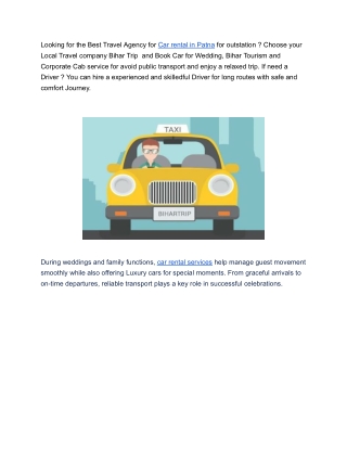 Car Rental in Patna for Outstation