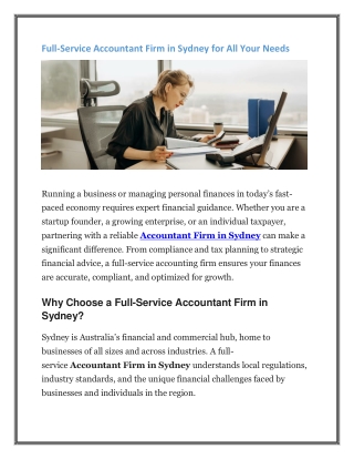 Full-Service Accountant Firm in Sydney for All Your Needs