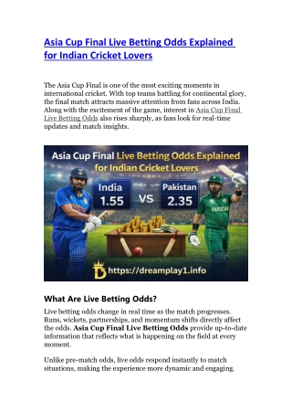 Asia Cup Final Live Betting Odds Explained for Indian Cricket Lovers