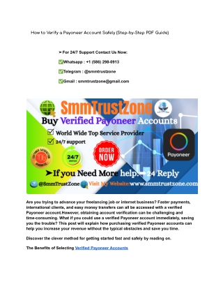 How to Verify a Payoneer Account Safely (Step-by-Step PDF Guide)