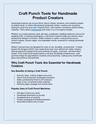 Craft Punch Tools for Handmade Product Creators