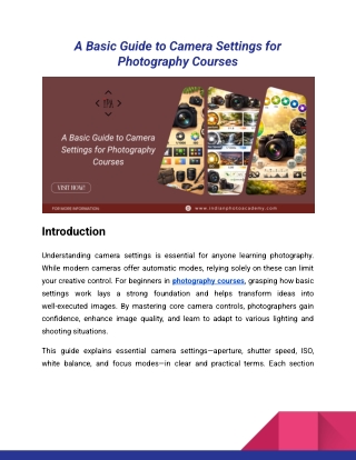 A Basic Guide to Camera Settings for Photography Courses_Indian Photo Academy